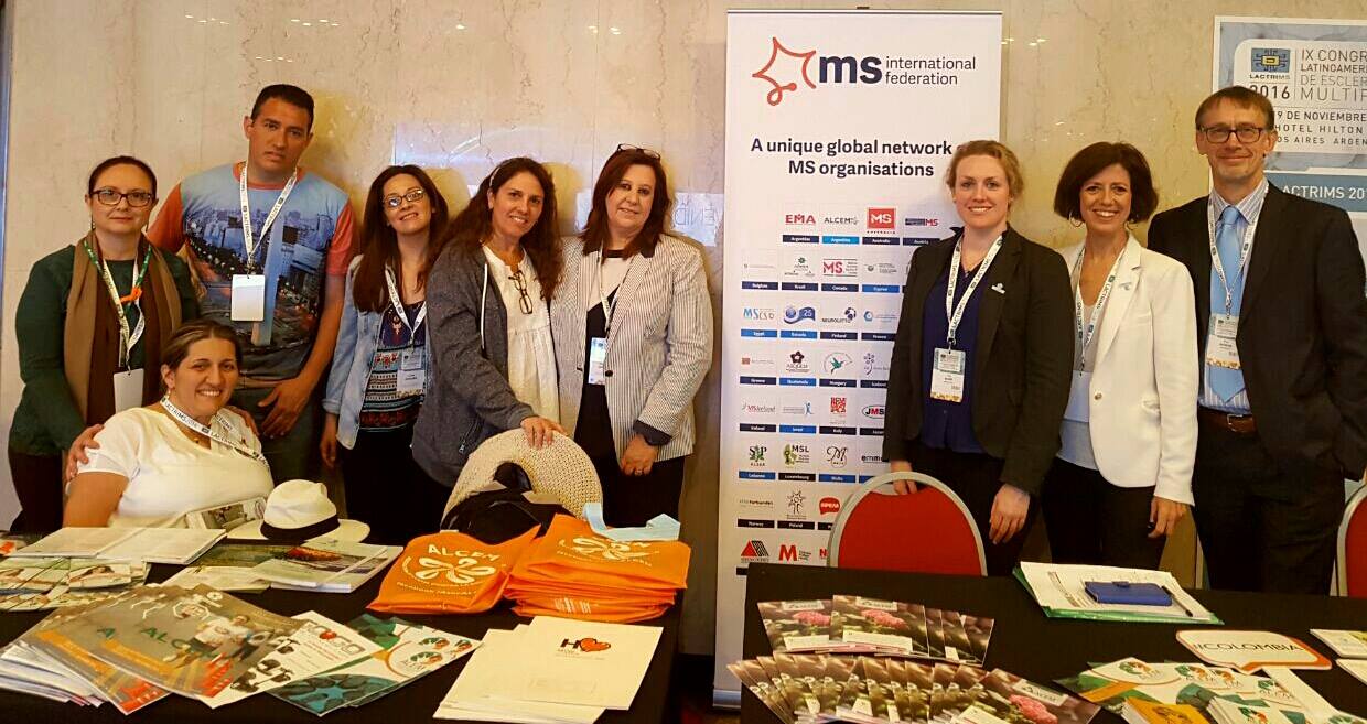 representatives from across Latin America share a stand with MSIF staff members at LACTRIMS