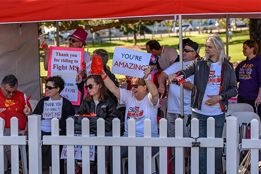 Charity supporters at a MS event showing the public how to get involved